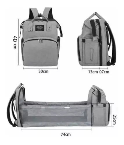 Mochila, cuna y bolsa de pañales