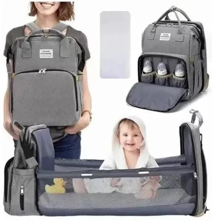 Mochila, cuna y bolsa de pañales